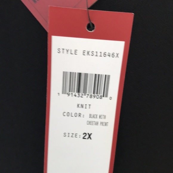 New! Love Scarlett SZ 2X black with cheetah print knit shirt sleeve top. - Picture 5 of 9